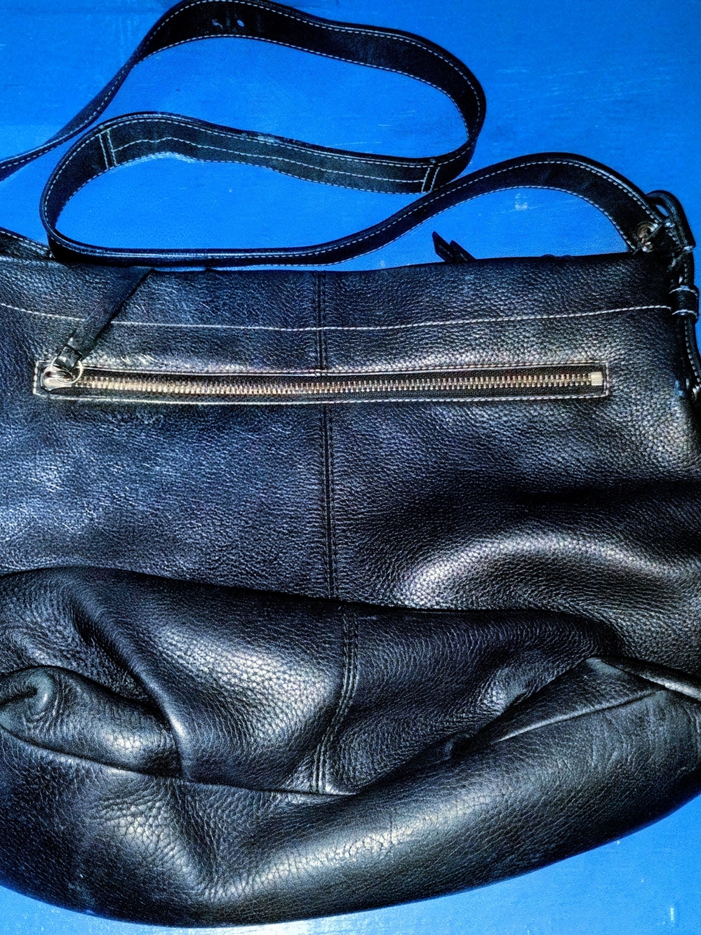 Coach Black Leather Shoulder Bag with External Zip
